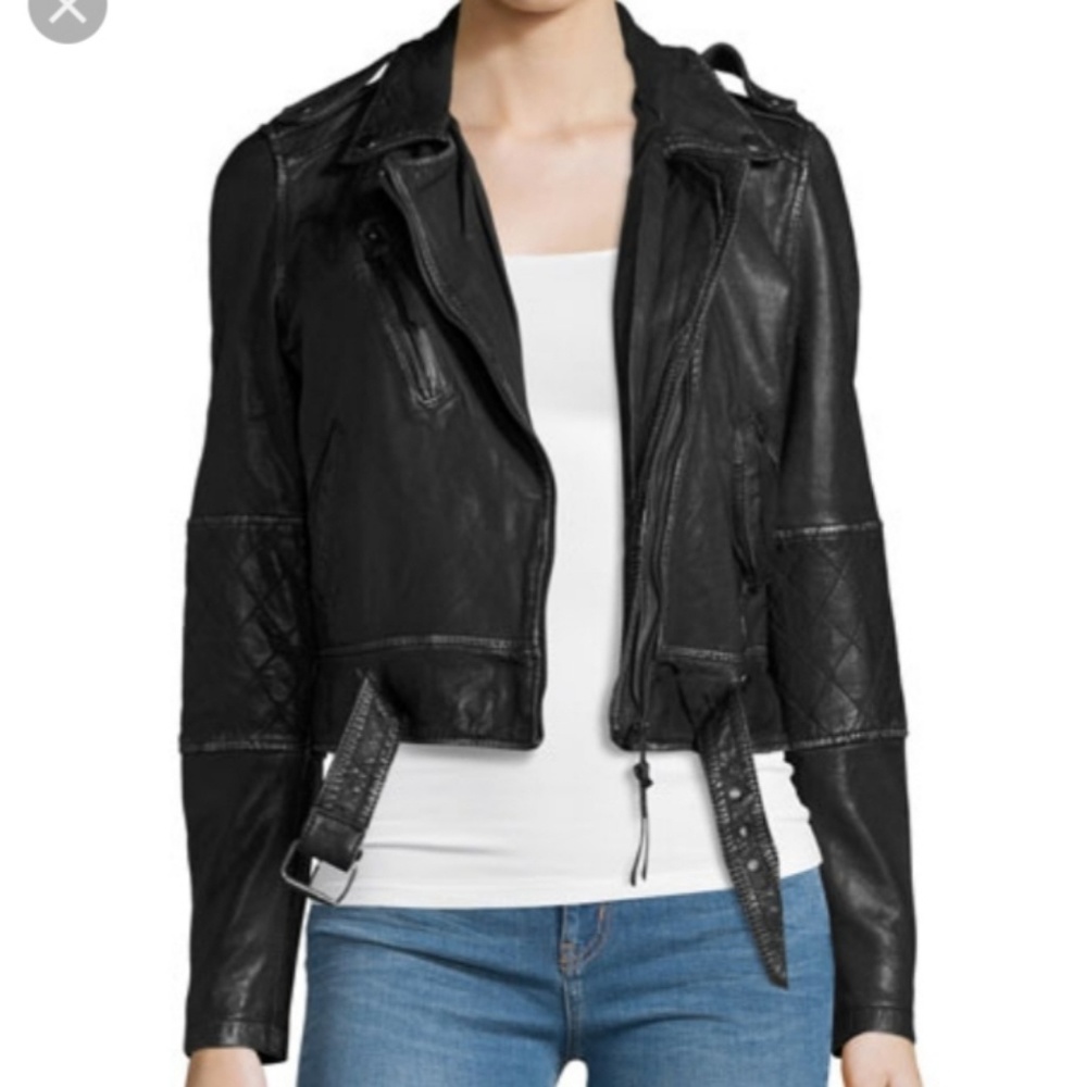 Nicole Miller Leather Moto Jacket